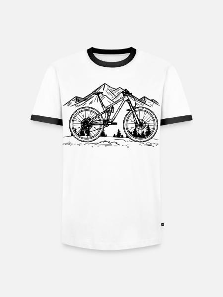 VTT - T-shirt contrasté Homme - blanc/noir