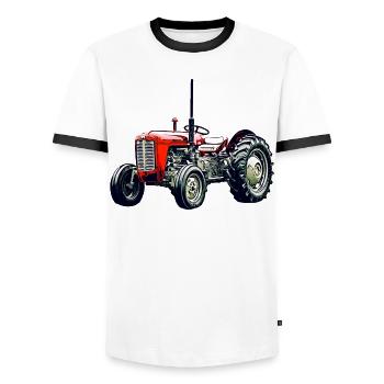 Alter M F 35 Traktor - Männer Kontrast-T-Shirt - Weiß/Schwarz - Vorne - AI Model Female 172 light (172cm) & AI Model Male 178 dark (178cm)