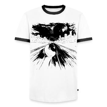 Bowling - Männer Kontrast-T-Shirt - Weiß/Schwarz - Vorne - AI Model Female 172 light (172cm) & AI Model Male 178 dark (178cm)