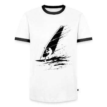 Véliplanchistes - T-shirt contrasté Homme - blanc/noir - Devant - AI Model Female 172 light (172cm) & AI Model Male 178 dark (178cm)