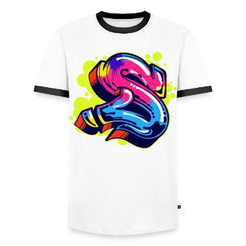 Street Art Wildstyle Sprayer Graffiti Drawing - Men's Ringer Shirt - white/black - Front - AI Model Female 172 light (172cm) & AI Model Male 178 dark (178cm)