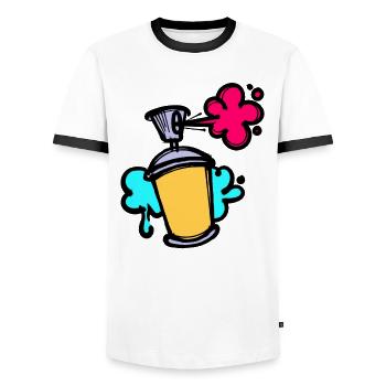 Art Graffiti Sprayer Spray Can Street Art - Men's Ringer Shirt - white/black - Front - AI Model Female 172 light (172cm) & AI Model Male 178 dark (178cm)