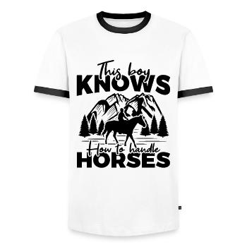 Lustiger Pferdejunge - Männer Kontrast-T-Shirt - Weiß/Schwarz - Vorne - AI Model Female 172 light (172cm) & AI Model Male 178 dark (178cm)