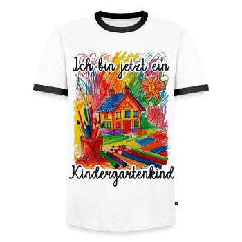 Maternelle - T-shirt contrasté Homme - blanc/noir - Devant - AI Model Female 172 light (172cm) & AI Model Male 178 dark (178cm)
