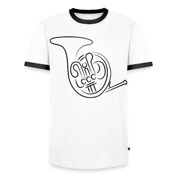 Dessin de cor français - T-shirt contrasté Homme - blanc/noir - Devant - AI Model Female 172 light (172cm) & AI Model Male 178 dark (178cm)