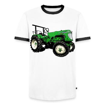 Güldner ADN-8 Haifischmaul Traktor - Männer Kontrast-T-Shirt - Weiß/Schwarz - Vorne - AI Model Female 172 light (172cm) & AI Model Male 178 dark (178cm)