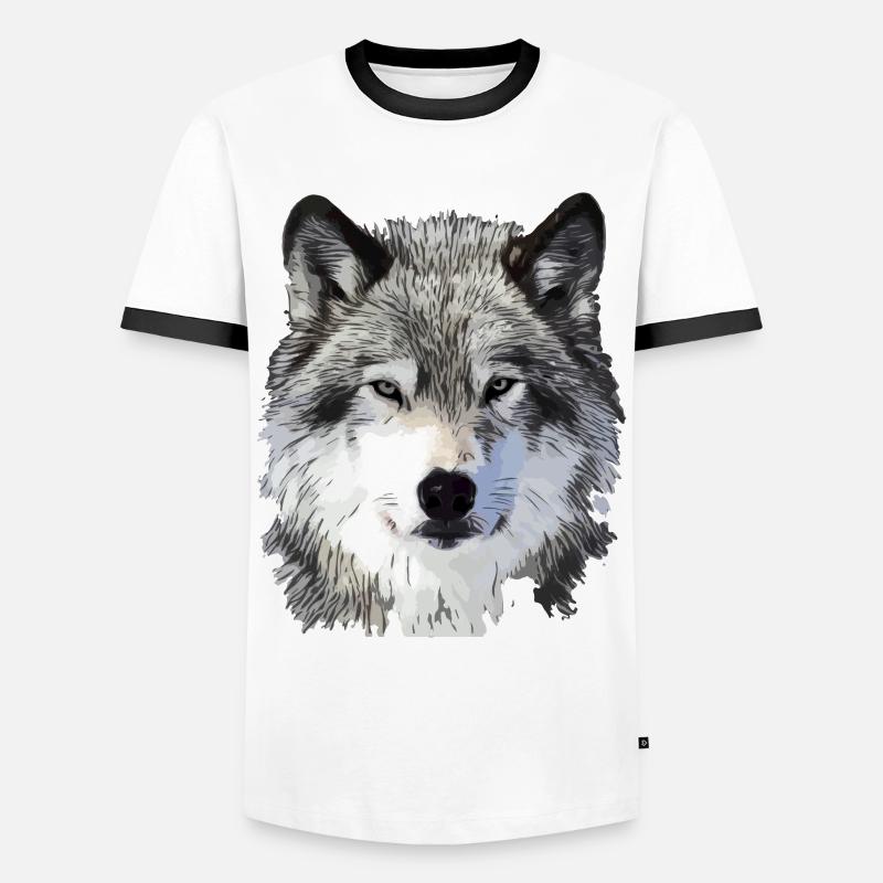 The Wolf - Men's Ringer Shirt - white/black