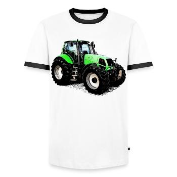 Drive the Deutz Tractor 230 MK3 - Men's Ringer Shirt - white/black - Front - AI Model Female 172 light (172cm) & AI Model Male 178 dark (178cm)