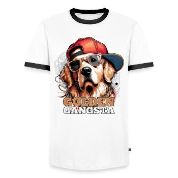 Golden Gangsta Cooler Golden Retriever cadeau - T-shirt contrasté Homme - blanc/noir - Devant - AI Model Female 172 light (172cm) & AI Model Male 178 dark (178cm)