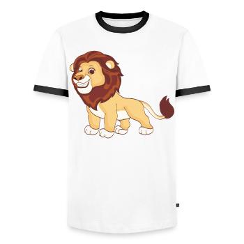 Un lion magnifique - T-shirt contrasté Homme - blanc/noir - Devant - AI Model Female 172 light (172cm) & AI Model Male 178 dark (178cm)