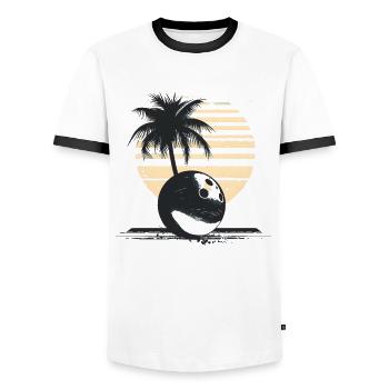 Croquis de bowling - T-shirt contrasté Homme - blanc/noir - Devant - AI Model Female 172 light (172cm) & AI Model Male 178 dark (178cm)
