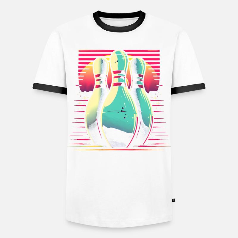 Bowling Synthwave - Men's Ringer Shirt - white/black