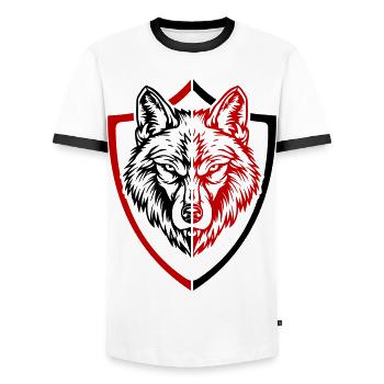Armoiries de tête de symbole de loup - T-shirt contrasté Homme - blanc/noir - Devant - AI Model Female 172 light (172cm) & AI Model Male 178 dark (178cm)