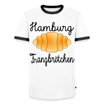 HAMBURG FRANZBRÖTCHEN - Männer Kontrast-T-Shirt - Weiß/Schwarz - Vorne - AI Model Female 172 light (172cm) & AI Model Male 178 dark (178cm)