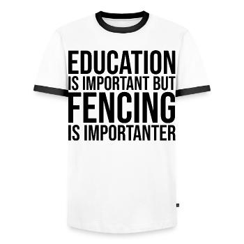 Fechten - Männer Kontrast-T-Shirt - Weiß/Schwarz - Vorne - AI Model Female 172 light (172cm) & AI Model Male 178 dark (178cm)