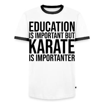 Karate - Men's Ringer Shirt - white/black - Front - AI Model Female 172 light (172cm) & AI Model Male 178 dark (178cm)