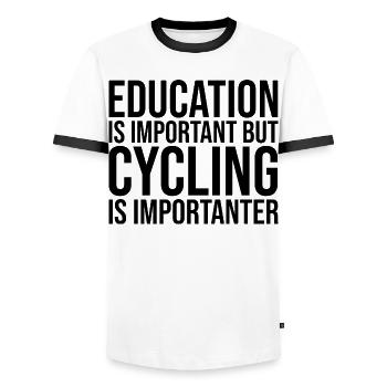 Radfahren - Männer Kontrast-T-Shirt - Weiß/Schwarz - Vorne - AI Model Female 172 light (172cm) & AI Model Male 178 dark (178cm)