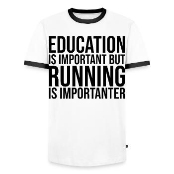 Running - Men's Ringer Shirt - white/black - Front - AI Model Female 172 light (172cm) & AI Model Male 178 dark (178cm)