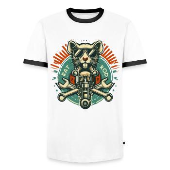Ratsking Ratlook Shirt – Rustic Custom Style - Men's Ringer Shirt - white/black - Front - AI Model Female 172 light (172cm) & AI Model Male 178 dark (178cm)