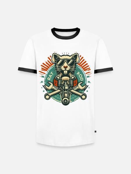 Ratsking Ratlook Shirt – Rustic Custom Style - Men's Ringer Shirt - white/black