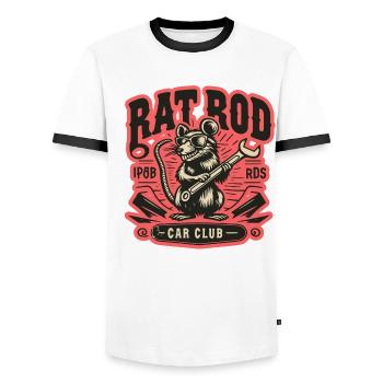 Ratsking Ratlook Shirt – Rustic Custom Style - Men's Ringer Shirt - white/black - Front - AI Model Female 172 light (172cm) & AI Model Male 178 dark (178cm)
