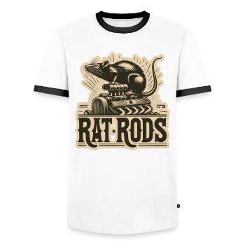 Ratsking Ratlook Shirt – Rustic Custom Style - Men's Ringer Shirt - white/black - Front - AI Model Female 172 light (172cm) & AI Model Male 178 dark (178cm)