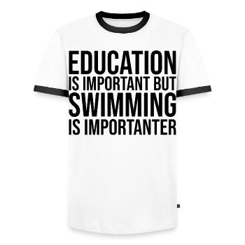 Natation Natation Natation - T-shirt contrasté Homme - blanc/noir - Devant - AI Model Female 172 light (172cm) & AI Model Male 178 dark (178cm)