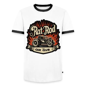 Ratsking Ratlook Shirt – Rustic Custom Style - Men's Ringer Shirt - white/black - Front - AI Model Female 172 light (172cm) & AI Model Male 178 dark (178cm)