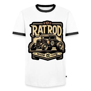 Ratsking Ratlook Shirt – Rustic Custom Style - Men's Ringer Shirt - white/black - Front - AI Model Female 172 light (172cm) & AI Model Male 178 dark (178cm)