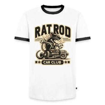 Ratsking Ratlook Shirt – Rustic Custom Style - Men's Ringer Shirt - white/black - Front - AI Model Female 172 light (172cm) & AI Model Male 178 dark (178cm)