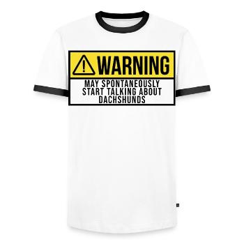 Dachshund - Men's Ringer Shirt - white/black - Front - AI Model Female 172 light (172cm) & AI Model Male 178 dark (178cm)