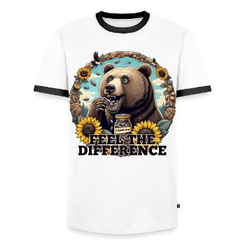 Bär Sonnenblumenkerne Sonnenblumenkörner Geschenk - Männer Kontrast-T-Shirt - Weiß/Schwarz - Vorne - AI Model Female 172 light (172cm) & AI Model Male 178 dark (178cm)