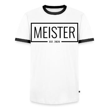 Meister Est. 2026 - Männer Kontrast-T-Shirt - Weiß/Schwarz - Vorne - AI Model Female 172 light (172cm) & AI Model Male 178 dark (178cm)