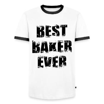 Baker - Men's Ringer Shirt - white/black - Front - AI Model Female 172 light (172cm) & AI Model Male 178 dark (178cm)