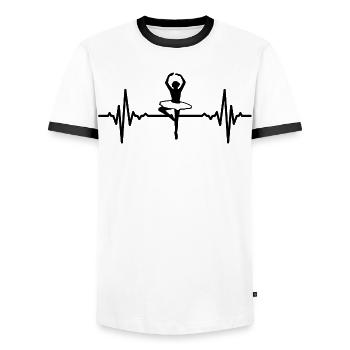 Ligne de coeur de danseuse de ballet - T-shirt contrasté Homme - blanc/noir - Devant - AI Model Female 172 light (172cm) & AI Model Male 178 dark (178cm)