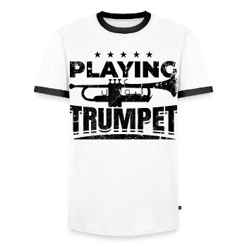 Quote Trumpet - Men's Ringer Shirt - white/black - Front - AI Model Female 172 light (172cm) & AI Model Male 178 dark (178cm)