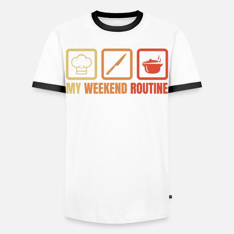Wochenend Kochen - Männer Kontrast-T-Shirt - Weiß/Schwarz