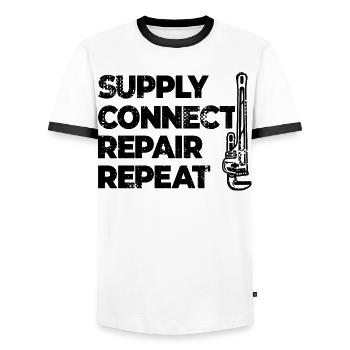 Motivation du plombier - T-shirt contrasté Homme - blanc/noir - Devant - AI Model Female 172 light (172cm) & AI Model Male 178 dark (178cm)