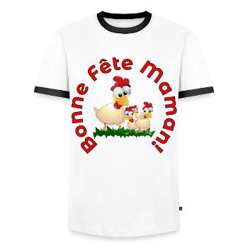 Bonne Fête des Mères Poules - T-shirt contrasté Homme - blanc/noir - Devant - AI Model Female 172 light (172cm) & AI Model Male 178 dark (178cm)