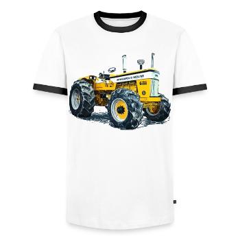 Minneapolis Tractor G1000 - Men's Ringer Shirt - white/black - Front - AI Model Female 172 light (172cm) & AI Model Male 178 dark (178cm)