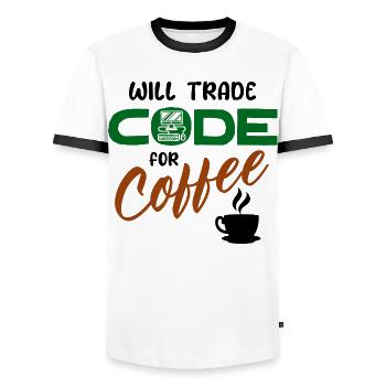 Code Statement Developer Computerfreak Informatik - Men's Ringer Shirt - white/black - Front - AI Model Female 172 light (172cm) & AI Model Male 178 dark (178cm)
