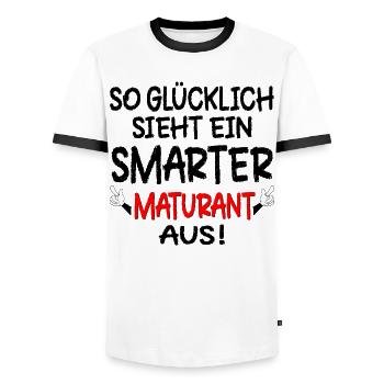 MATURA MATURANT GLÜCKLICH - Männer Kontrast-T-Shirt - Weiß/Schwarz - Vorne - AI Model Female 172 light (172cm) & AI Model Male 178 dark (178cm)