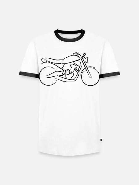 Motorbike Classic Bike Lines Outline - Men's Ringer Shirt - white/black