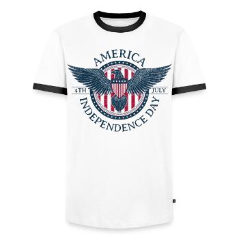 Freiheitsadler USA 4. Juli - Männer Kontrast-T-Shirt - Weiß/Schwarz - Vorne - AI Model Female 172 light (172cm) & AI Model Male 178 dark (178cm)