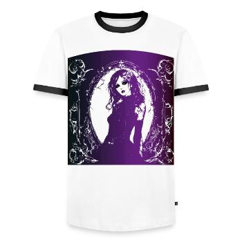Fille fée gotique elfe dépressif brave pwr Halloween - T-shirt contrasté Homme - blanc/noir - Devant - AI Model Female 172 light (172cm) & AI Model Male 178 dark (178cm)