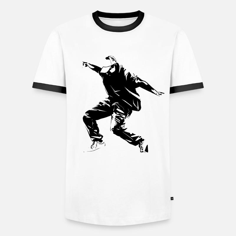 Breakdance Grafik - Männer Kontrast-T-Shirt - Weiß/Schwarz