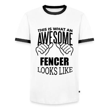 Fechten - Männer Kontrast-T-Shirt - Weiß/Schwarz - Vorne - AI Model Female 172 light (172cm) & AI Model Male 178 dark (178cm)