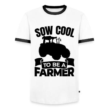 Farmer Joke - Men's Ringer Shirt - white/black - Front - AI Model Female 172 light (172cm) & AI Model Male 178 dark (178cm)