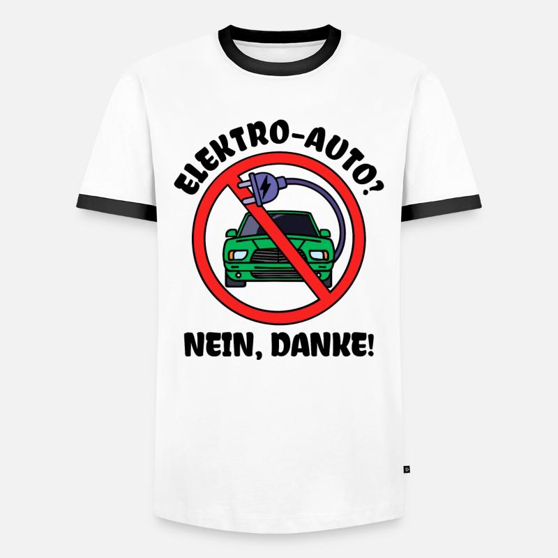 Tanken Statement Antrieb E-auto Energiespeicher - Männer Kontrast-T-Shirt - Weiß/Schwarz