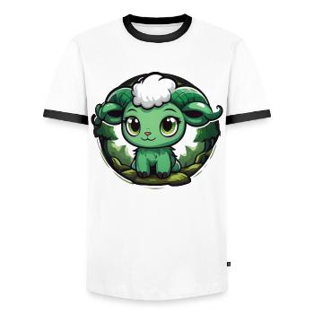 Ram Lamb Goat Goat in the Forest - Men's Ringer Shirt - white/black - Front - AI Model Female 172 light (172cm) & AI Model Male 178 dark (178cm)